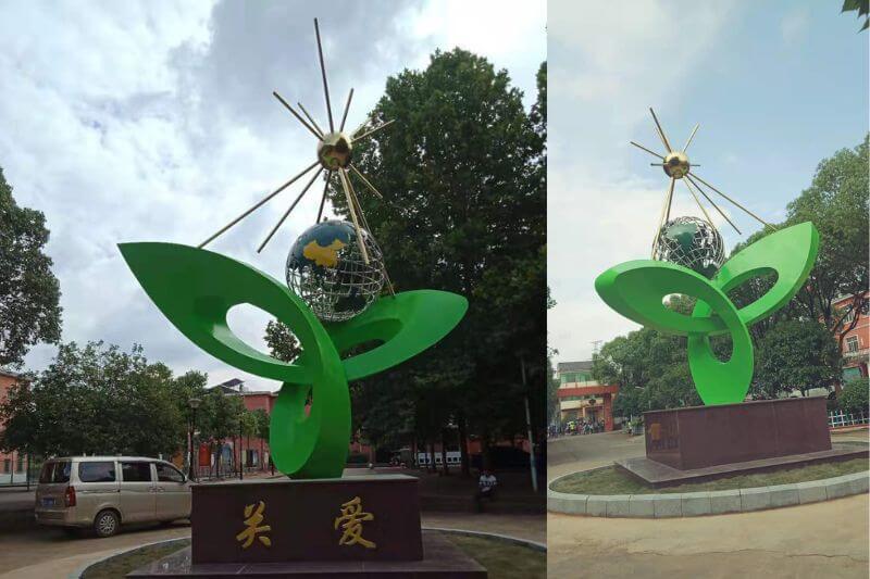不銹鋼校園雕塑《關愛》工程案例效果圖